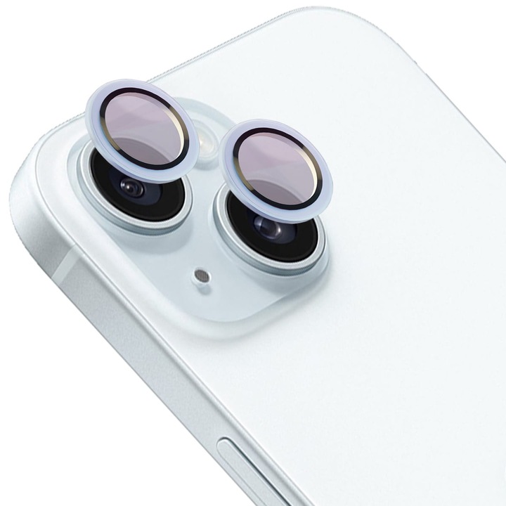 Kameraüveg Bizon Glass Snap Lens kompatibilis iPhone 15 / 15 Plus, Világoskék