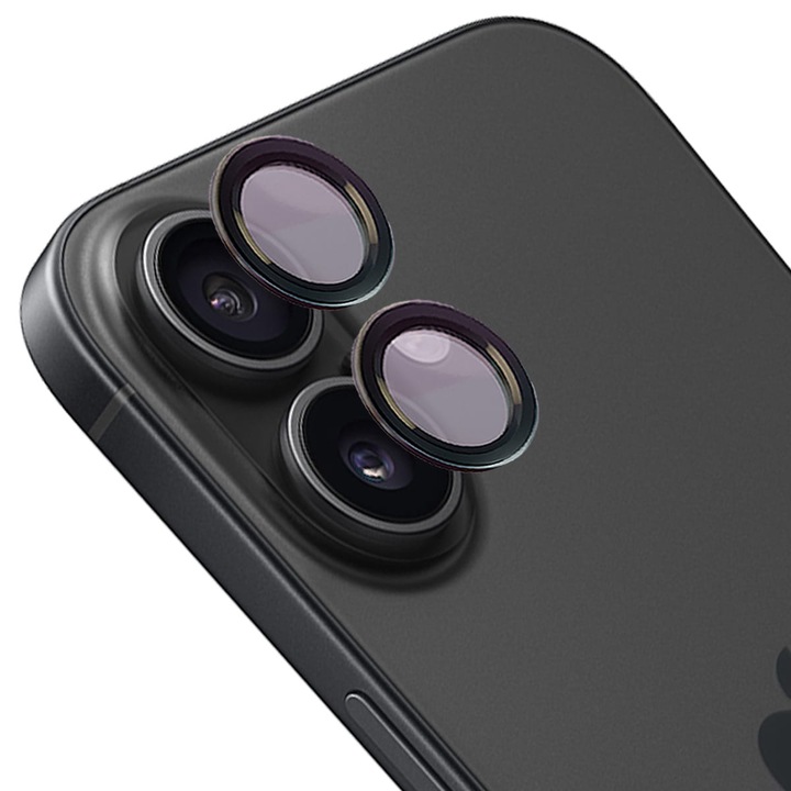 Kameraüveg Bizon Glass Snap Lens kompatibilis iPhone 16 / 16 Plus, Fekete