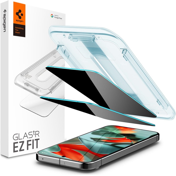 Készlet 2 adatvédelmi üveg Spigen Glas.tr EZ Fit Privacy 2-Pack kompatibilis Google Pixel 9 Pro XL, átlátszó