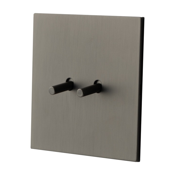 Intrerupator metalic GreyLux, Vichema 2Gang 2Way, 10A, Gri Mat, doza cadou