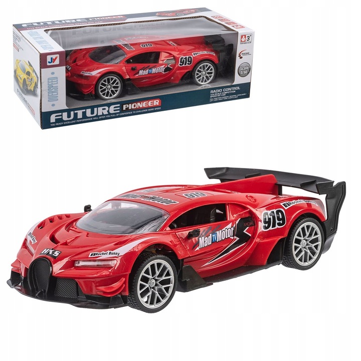 Jucarie pt copii ANGMAD, masina super sport cu telecomanda, lumini, baterie interna, deschide usile din telecomanda, rosu-multicolor, varsta minim recomandata 3+ani