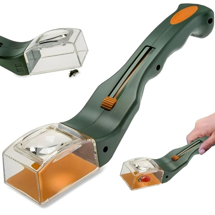 Observator Insecte cu Lupa 5x AHA PRINT®, Prindere Insecte, Eliberare Sigura in Natura, Jucarie Explorator Educativa, Capcana, Verde