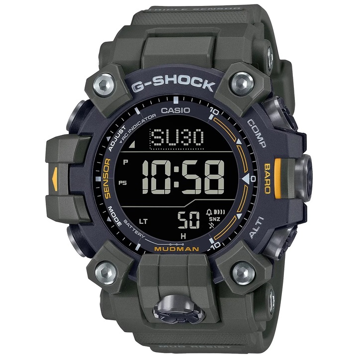 Casio G-SHOCK sportóra, zöld, 54x15mm, szíj 26/19mm, WR200M vízálló, több funkcióval