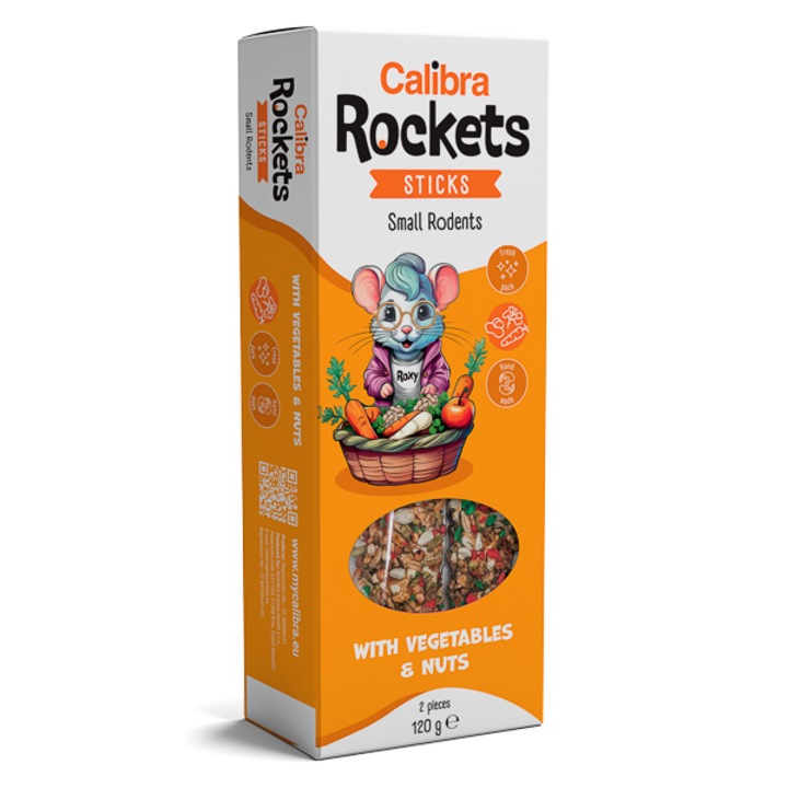 Batoane Rozatoare Mici, Calibra Rockets Sticks Small Rodents Vegetables & Nuts 120 g