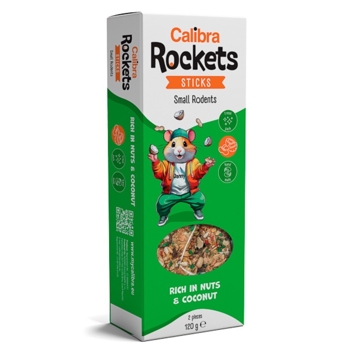 Batoane Rozatoare Mici, Calibra Rockets Sticks Small Rodents Nuts & Coconut 120 g