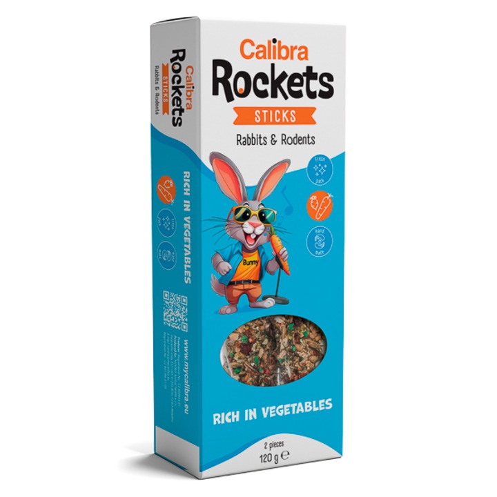 Batoane Iepuri, Calibra Rockets Sticks Rabbits & Rodents Vegetables 120 g