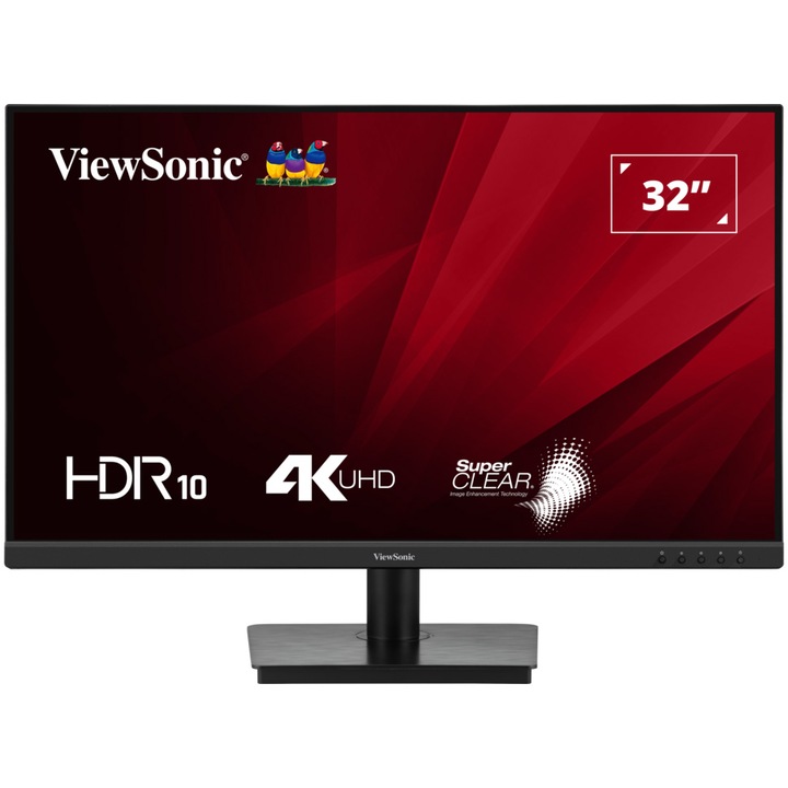 VA ViewSonic VA3208-4K-HD LED monitor 32", 4K UHD (3840x2160), 60Hz, 4ms, 2x HDMI, DisplayPort, fekete