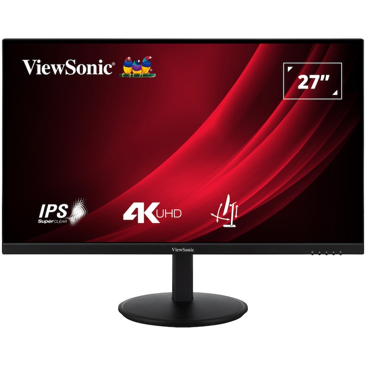 ViewSonic VG2708-4K IPS LED monitor, 27", 4K UHD (3840x2160), 60Hz, 4ms, 2x HDMI, DisplayPort, Pivot, fekete