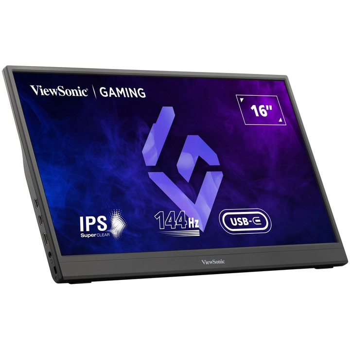 Monitor Gaming Portabil LED IPS ViewSonic VX1654 16", Full HD (1920x1080), 144Hz, 4.67ms, AMD FreeSync™, USB Type-C, miniHDMI, negru