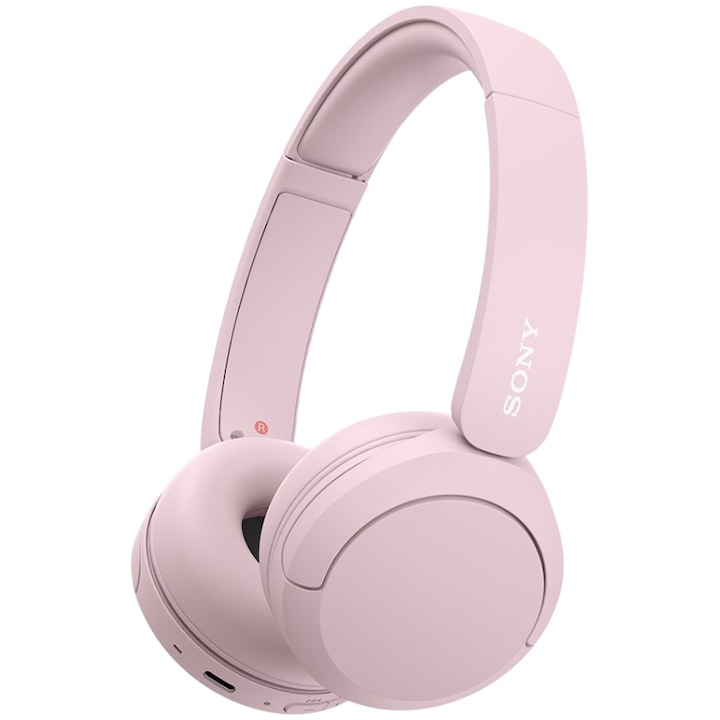 Casti On-Ear Sony WH-CH520P, Wireless, Bluetooth, Microfon, Multipoint, Quick Charge, Autonomie 50 ore, Roz