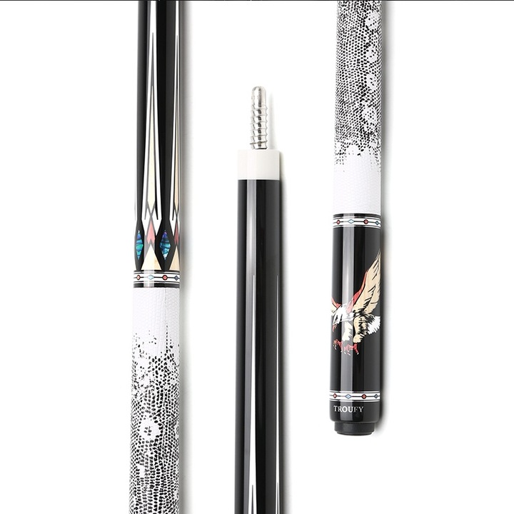 Tacuri biliard TROUFY, fibra de carbon, 12.5mm, alb, 147cm