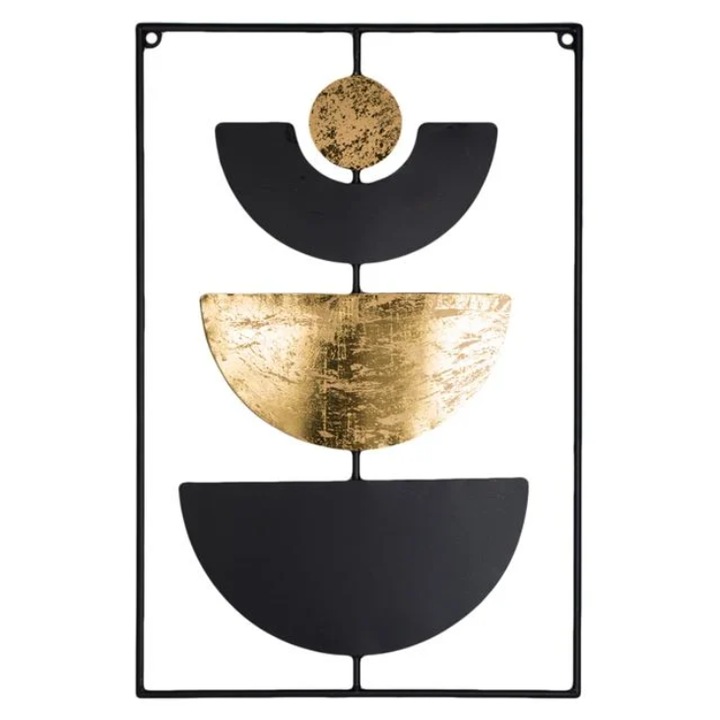 Tablou Metalic Negru Auriu "Lunar Cycle" 40x60cm