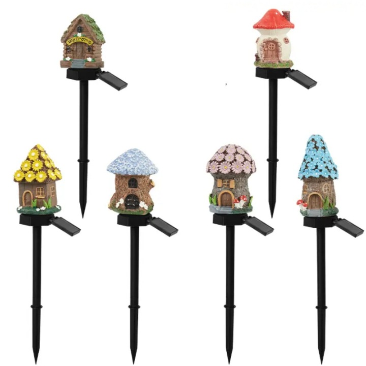 Set 6 Lampi solare de gradina, decoratiune LED, 45x9x7 cm, Senzor de lumina, IP65 impermeabil, acumulator 600 mAH