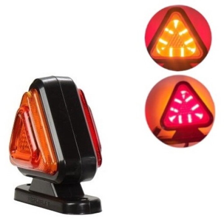 1 Bucata 18 LED pozitie lumina rosie + portocalie pentru bus, van, remorca, platforma, rulota 12V-24V, cu forma triangulara