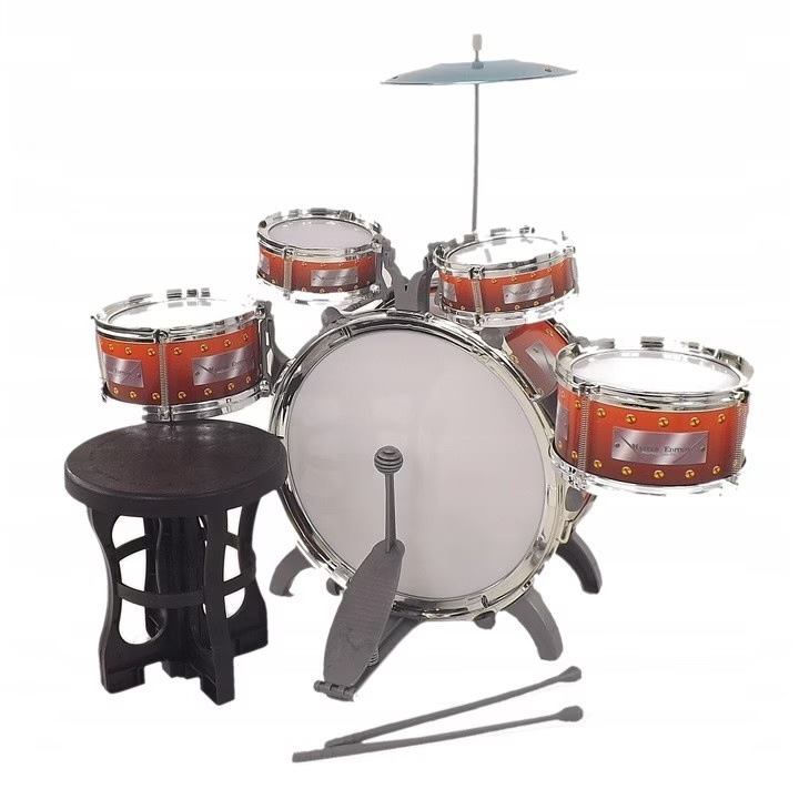 Set Complet Tobe si Scaunel, Jazz Drum, 5 tobe, 1 talger, 2 bete pentru tobe
