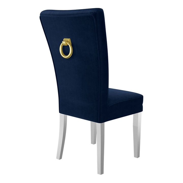 Scaun Makore + ciocanitor, MIRJAN24, alb + bleumarin + auriu Ciocanitor, 51x63x100 cm