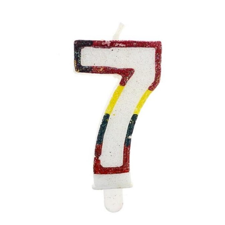 Candle de aniversare, Tamipol, cifra "7", multicolor, 7,5x4cm