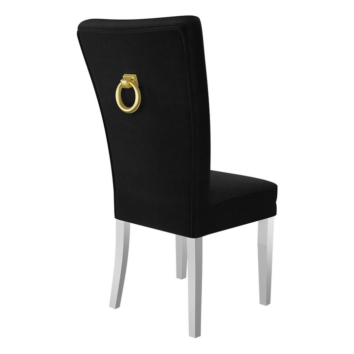 Scaun Makore + ciocanitor, MIRJAN24, alb + negru + auriu Ciocanitor, 51x63x100 cm