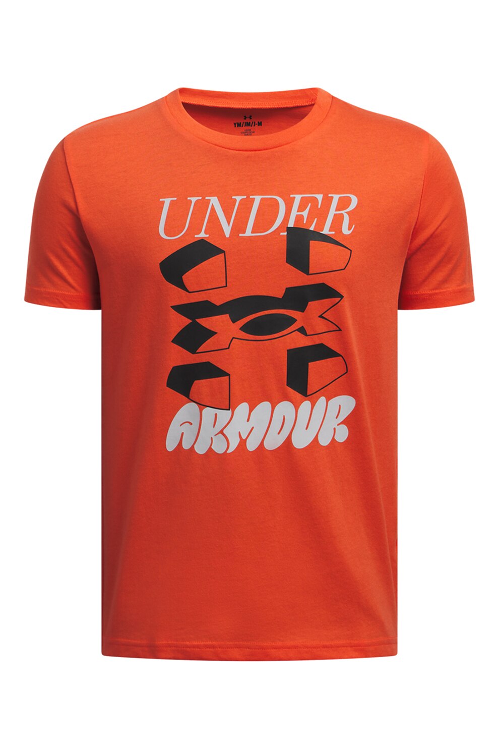Under Armour, Tricou din amestec de bumbac cu imprimeu logo, Gri deschis, Portocaliu, 160-170 CM