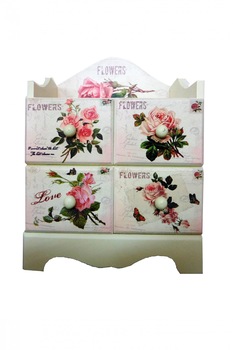 Cutie Dulapior Bijuterii 4 Sertare Vintage Rose Flowers Cutie Dulapior Bijuterii 4 Sertare Vintage Rose Flowers