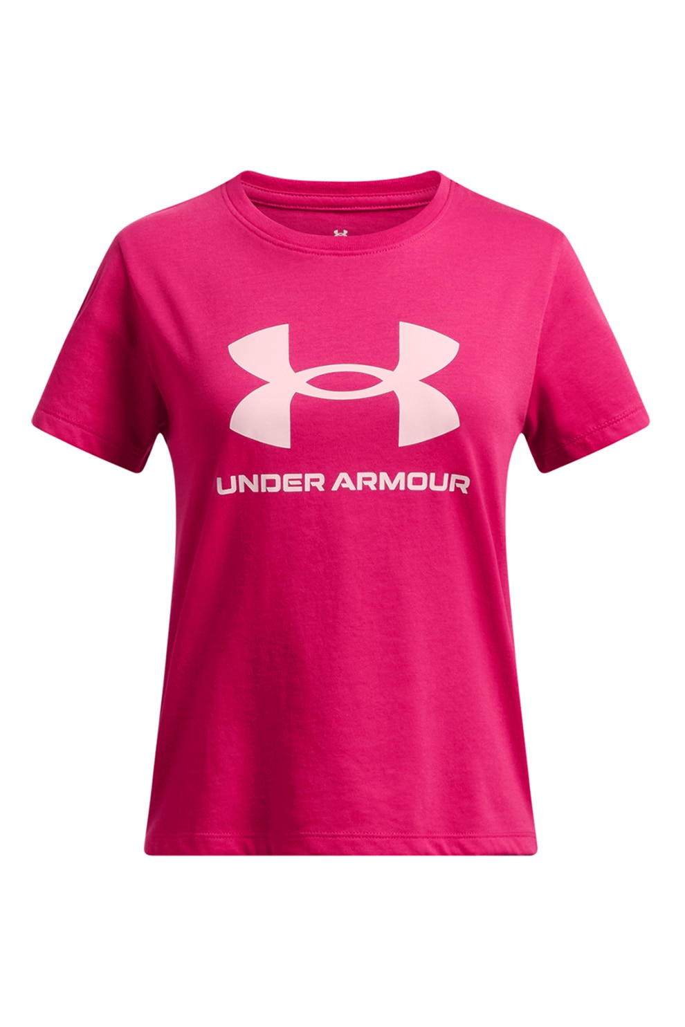 Under Armour, Tricou cu decolteu la baza gatului si imprimeu logo, Fucsia, 122-127 CM