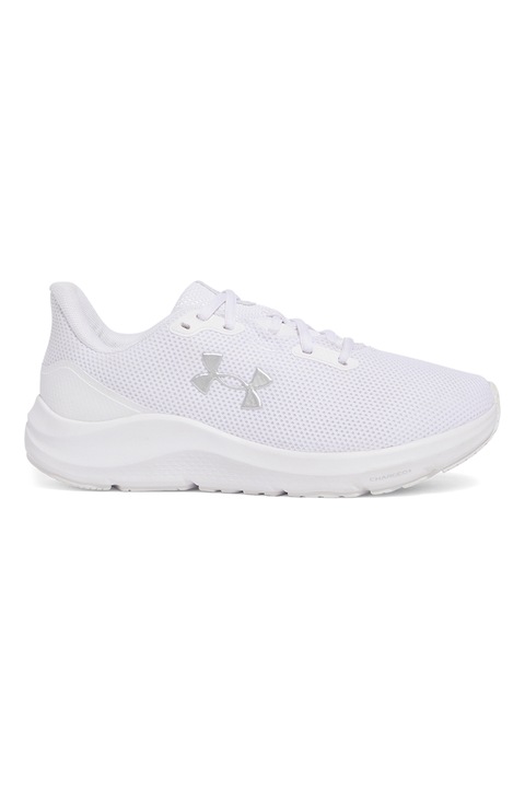 Under Armour, Pantofi low-cut Charged Pursuit 4 pentru alergare, Alb/Argintiu