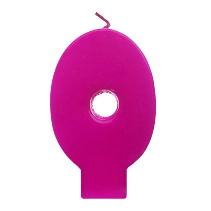 Candle aniversara cifra "0", roz, 6,5cm