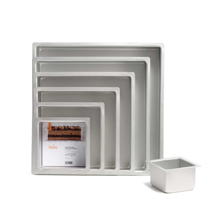 Tava de copt patrata, Decora, 10x10x10cm, aluminiu, argintiu