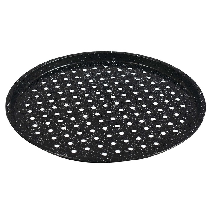 Tava de copt pizza Brunbeste, 33cm, neaderenta, cu deschideri pentru o coacere uniforma