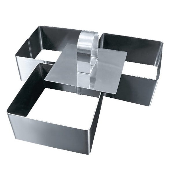 Set forme prajituri Brunbeste, 3 bucati, 8x4cm, inox, patrate