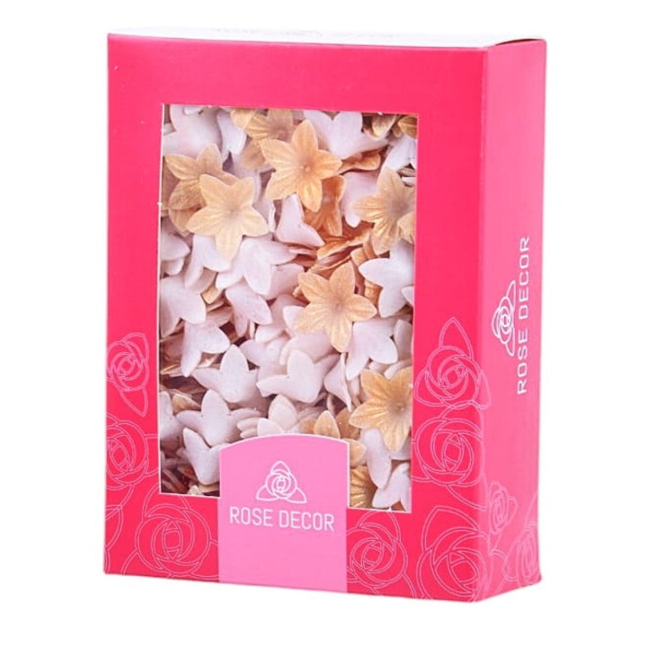 Set de 400 flori de napolitane aurii, Rose Decor, 2cm