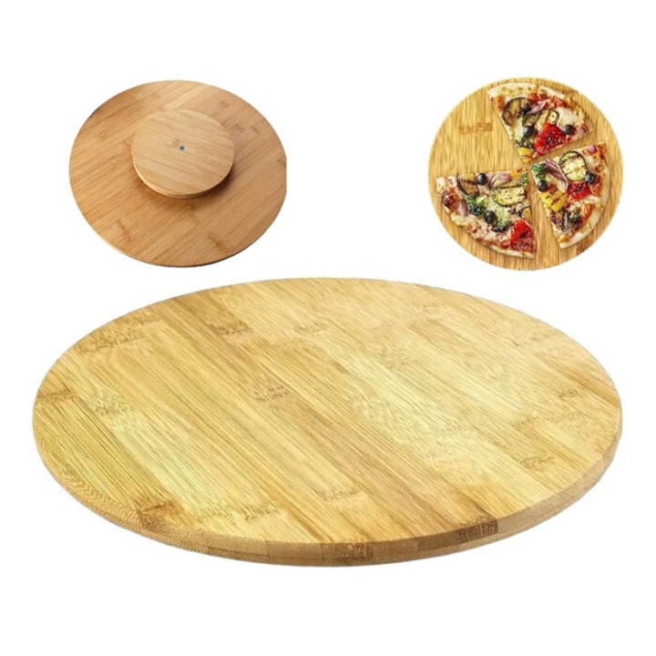 Bambusz forgótányér, Brunbeste, 35 cm, sajthoz és pizzához