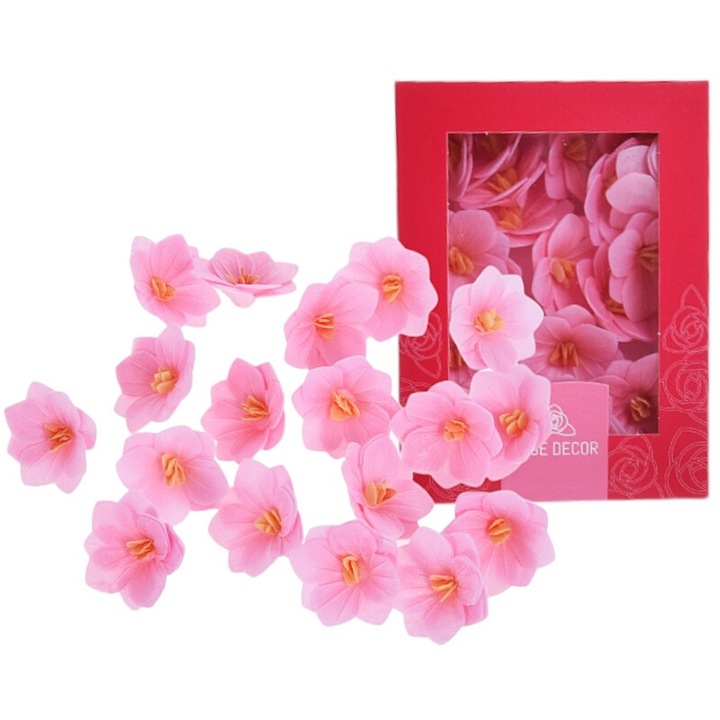 Set 18 flori roz Rose Decor HORTENSJA pentru decorarea torturilor si prajiturilor, diametru 4cm
