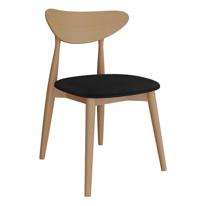 Scaun Osioro, MIRJAN24, natura + negru, 49x49x79 cm