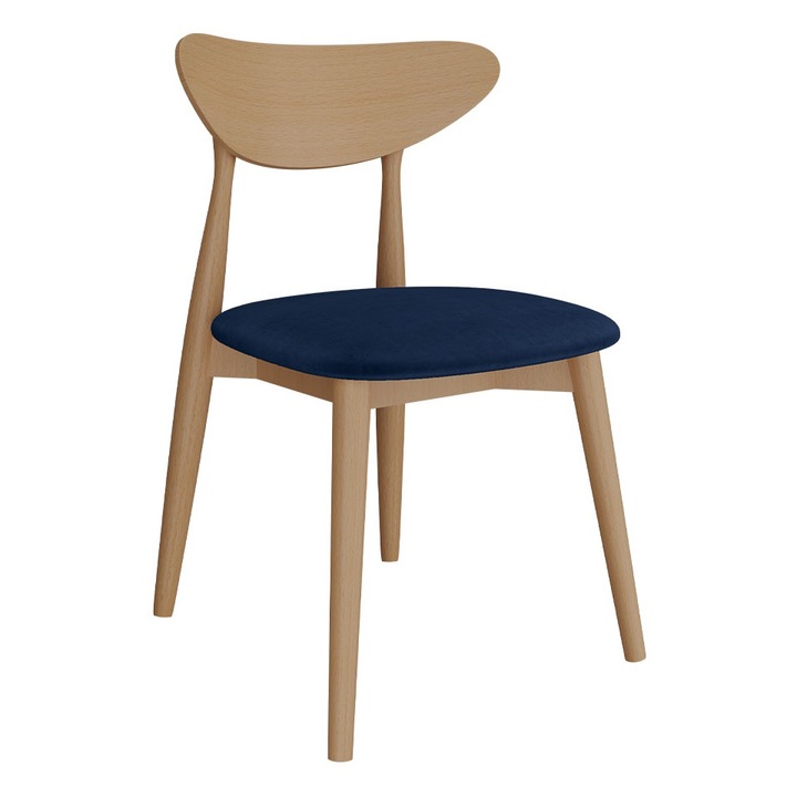 Scaun Osioro, MIRJAN24, natura + bleumarin, 49x49x79 cm