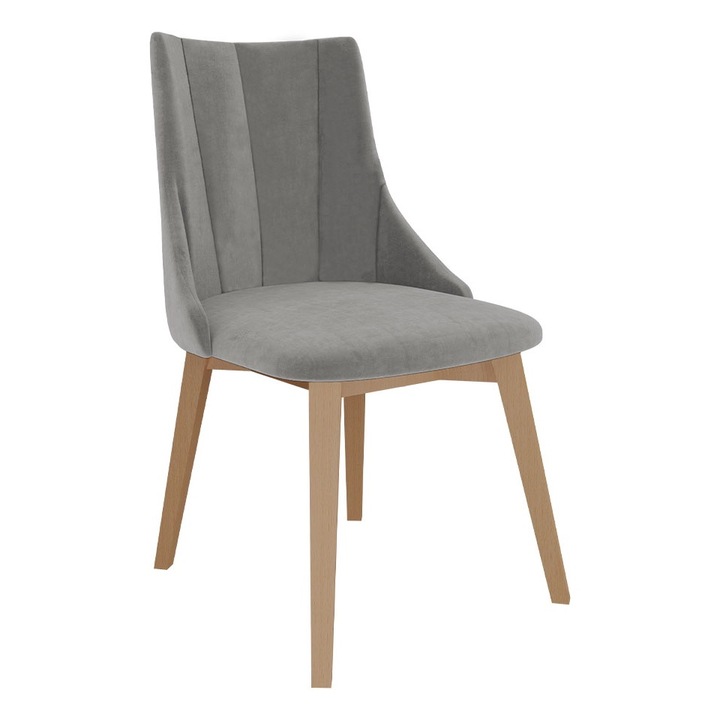 Scaun Mitargis, MIRJAN24, natura + gri, 53x56x85 cm