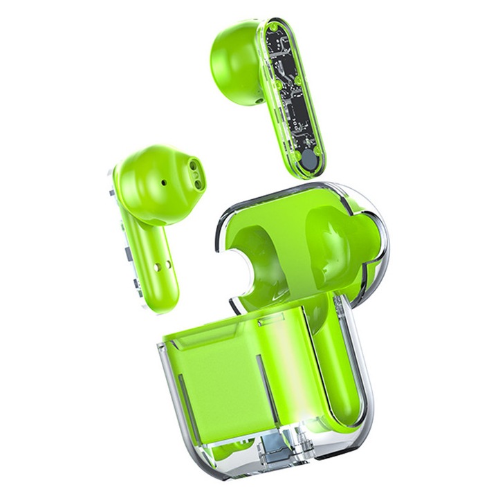 Vezeték nélküli fülhallgató, Bluetooth 5.3, fülbe helyezhető, zöld