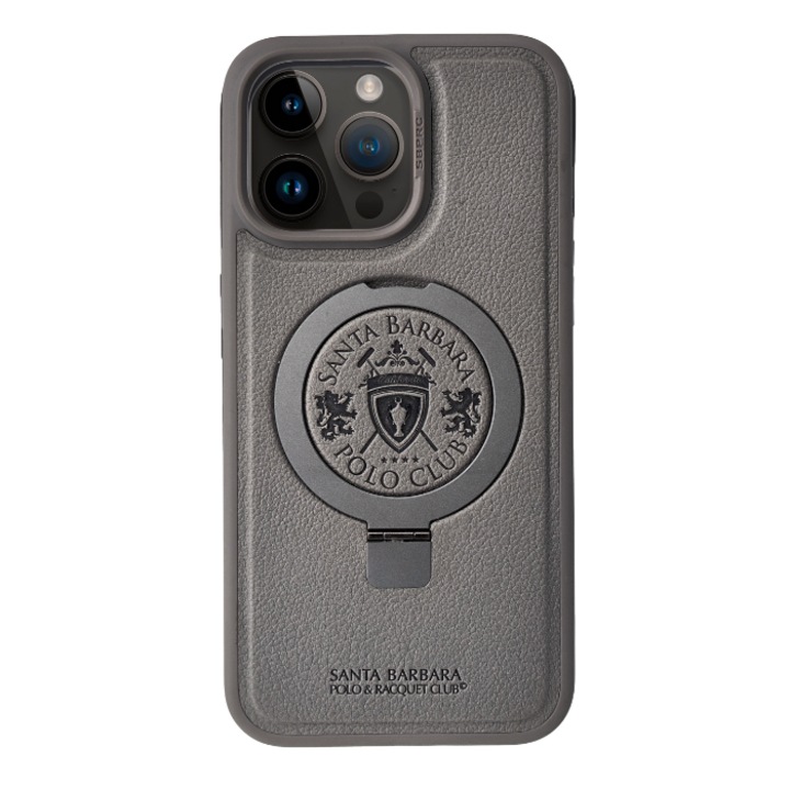 Премиум калъф за iPhone 15 Pro Santa Barbara Polo & Racquet Club Primo Titanium Grey, съвместим с Magsafe