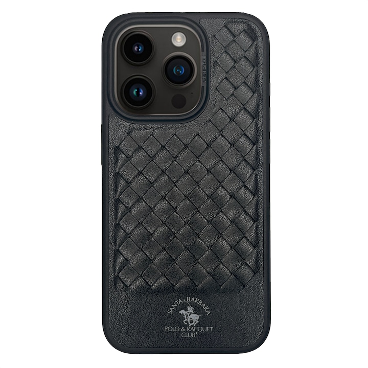 Prémium tok iPhone 15 Plus Santa Barbara Polo & Racquet Club Ravel Black telefonhoz, Eco-bőr
