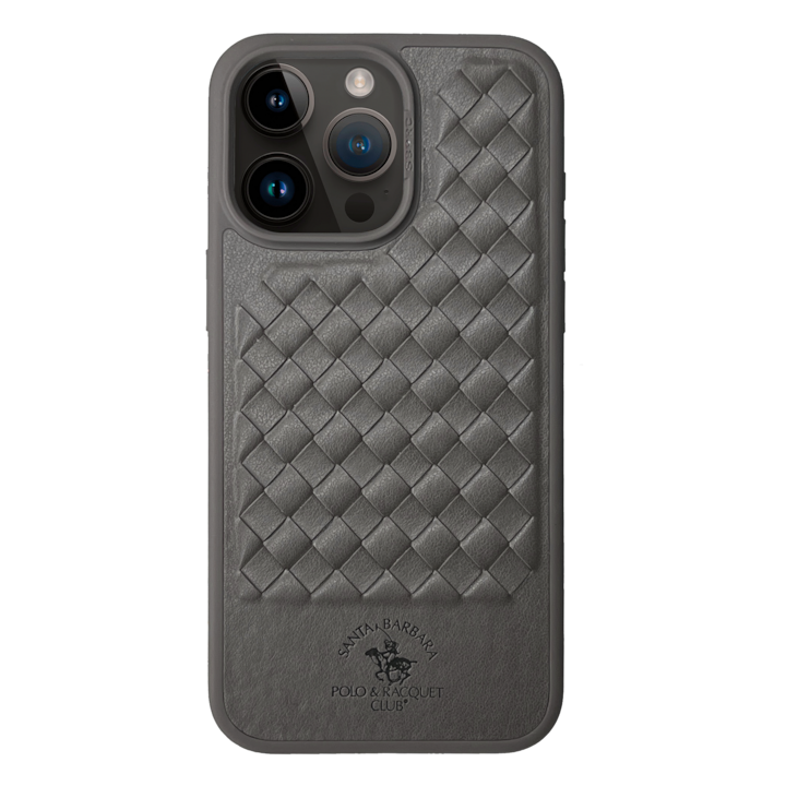 Prémium tok iPhone 15 Pro Santa Barbara Polo & Racquet Club Ravel szürke színű, öko-bőrhöz