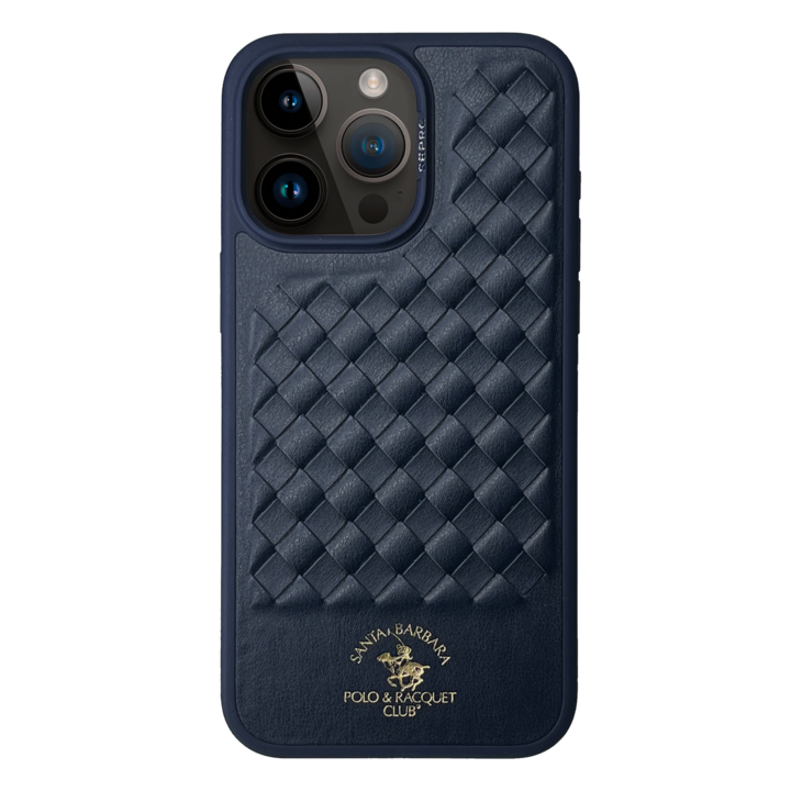 Prémium tok iPhone 15 Pro Santa Barbara Polo & Racquet Club Ravel Navy telefonhoz, Eco-bőr