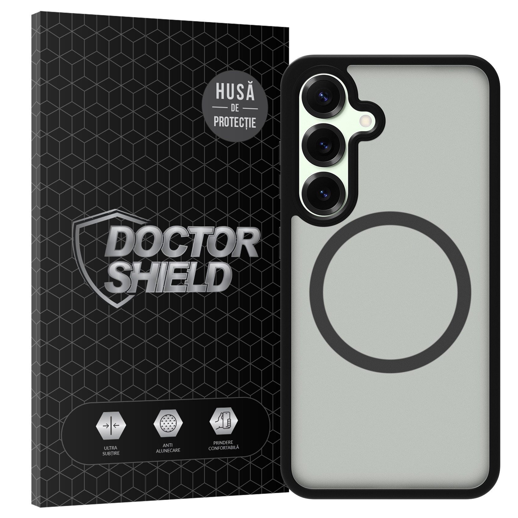 Husa de Protectie, Compatibila Samsung Galaxy S25, Doctor Shield Fantom, MagSafe - Negru