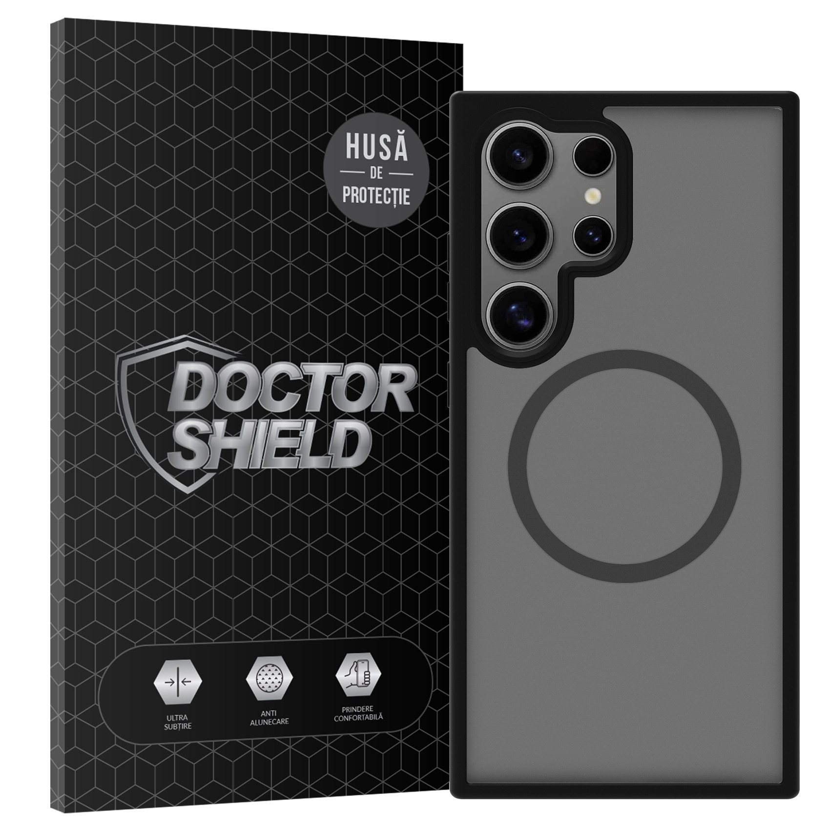 Husa de Protectie, Compatibila Samsung Galaxy S24 Ultra, Doctor Shield Fantom, MagSafe - Negru