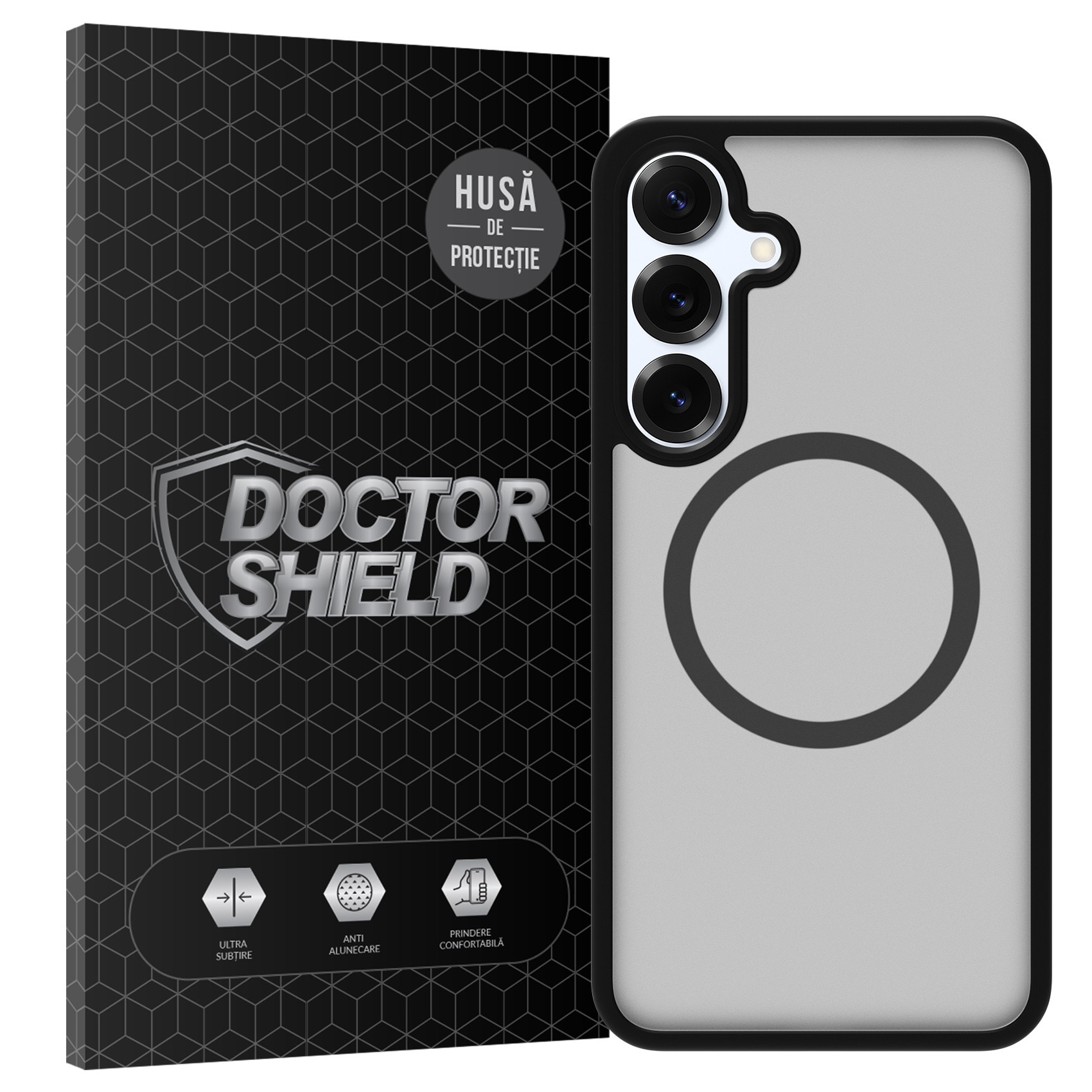 Husa de Protectie, Compatibila Samsung Galaxy S25 Plus, Doctor Shield Fantom, MagSafe - Negru