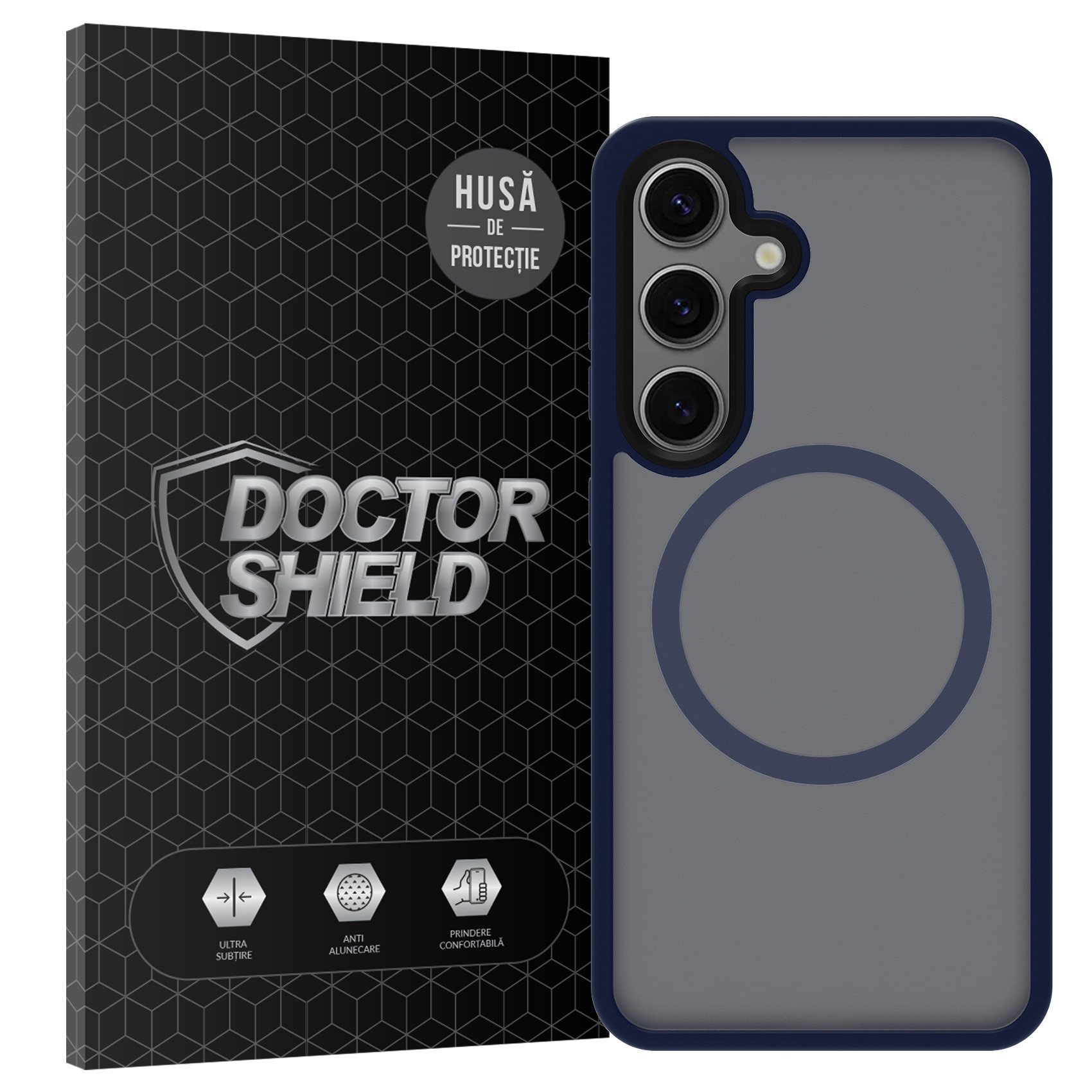 Husa de Protectie, Compatibila Samsung Galaxy S24, Doctor Shield Fantom, MagSafe - Albastru