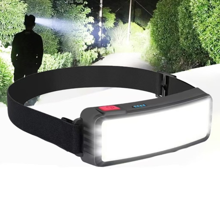 LED фенерче, 3 режима, презареждаемо през USB, регулируема каишка, 36V