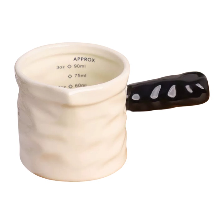Градуирана чаша, 90 мл, керамика, черна дръжка, комплект от 1