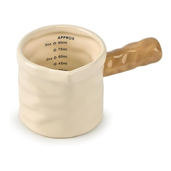 Градуирана чаша, 90 мл, керамична, кафява дръжка, термоустойчива, комплект от 1.
