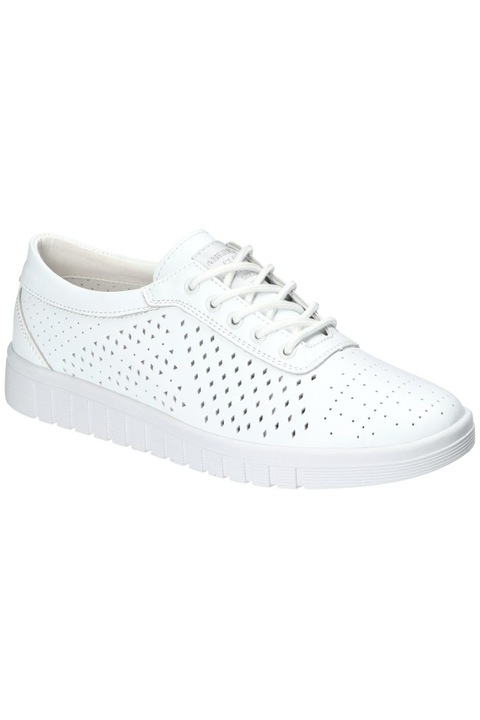 Pantofi Dama din Piele Naturala, American Club, Rl155, Brantur din Piele Naturala, Aerisit, Casual, Siret, Alb