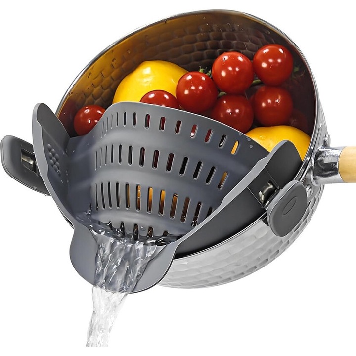 Силиконова цедка с щипка WEEBOPE, термоустойчива, компактна, сива